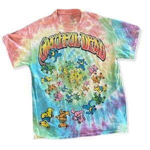 Grateful Dead Dancing Bears T Shirt Rainbow Tie Dye